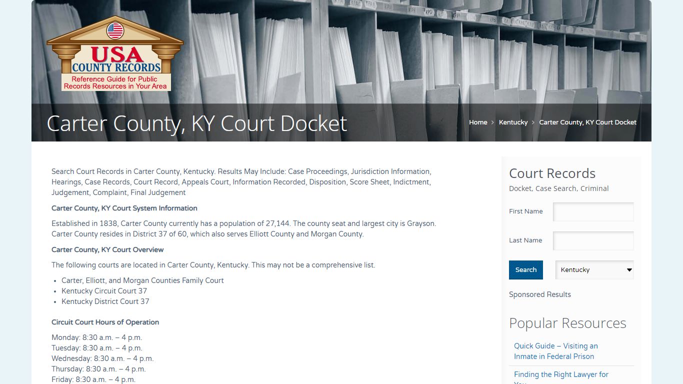 Carter County, KY Court Docket | Name Search